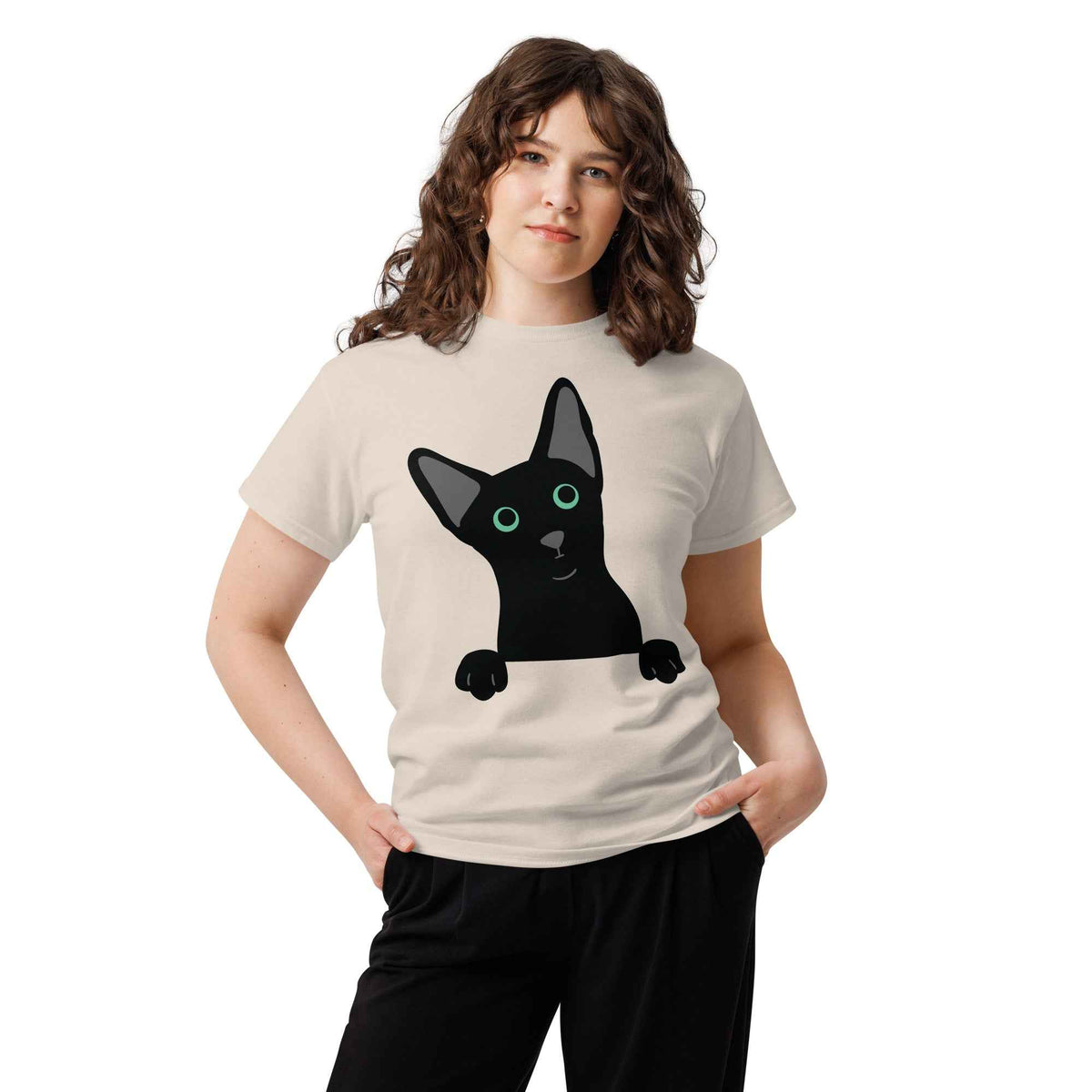 Peeking Black Cat Tee