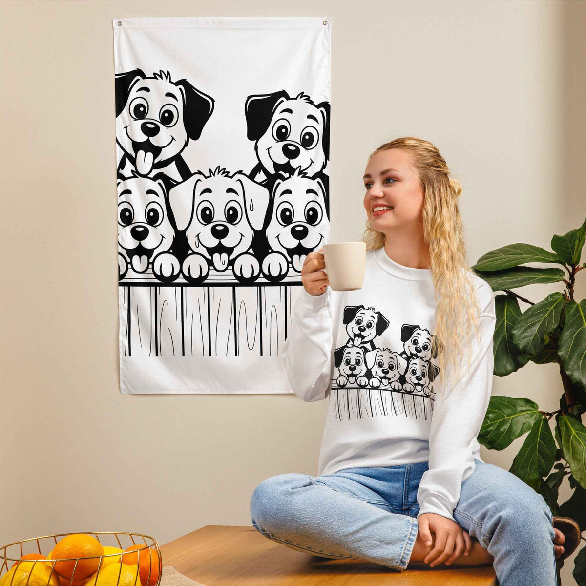 Five Puppies Over the Fence Sweatshirt