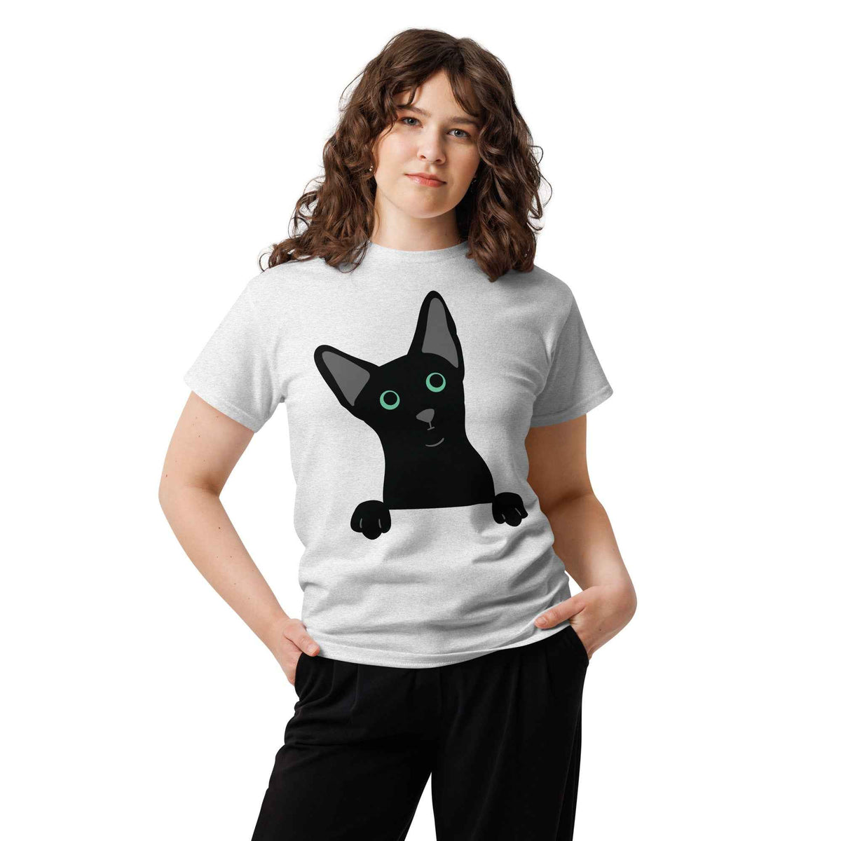 Peeking Black Cat Tee