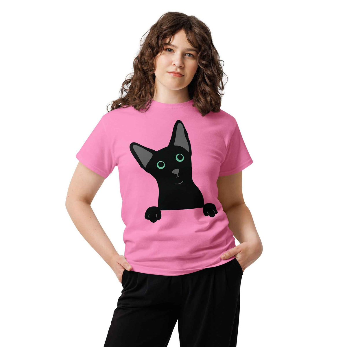 Peeking Black Cat Tee