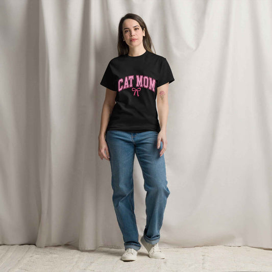 Cat Mom Varsity Bow Tee