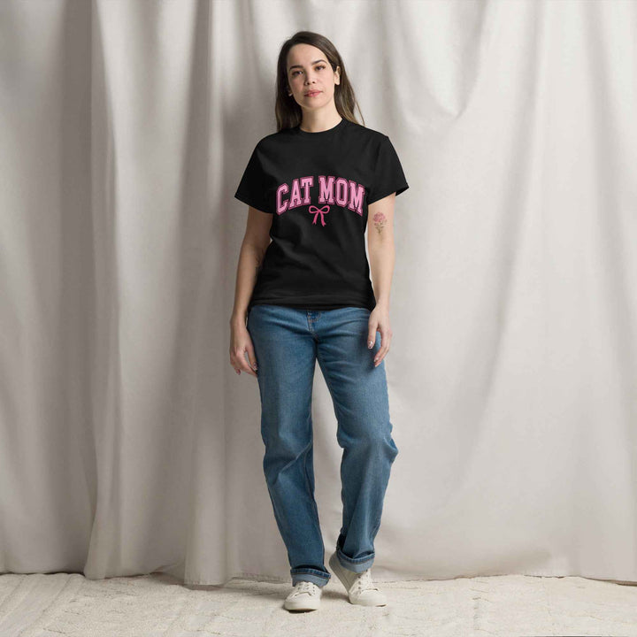 Celebrate Your Feline Love with the Cat Mom Varsity Bow Tee