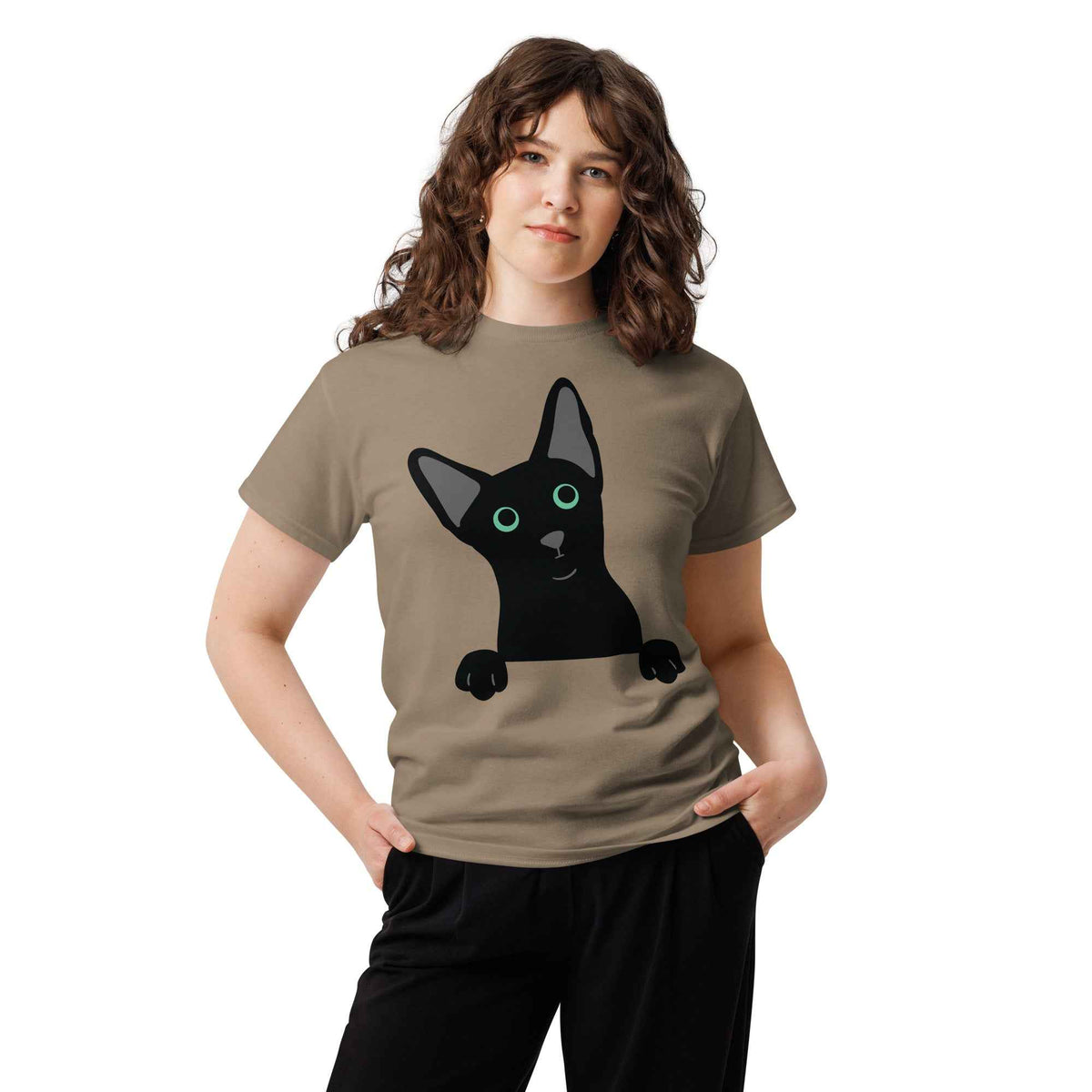 Peeking Black Cat Tee