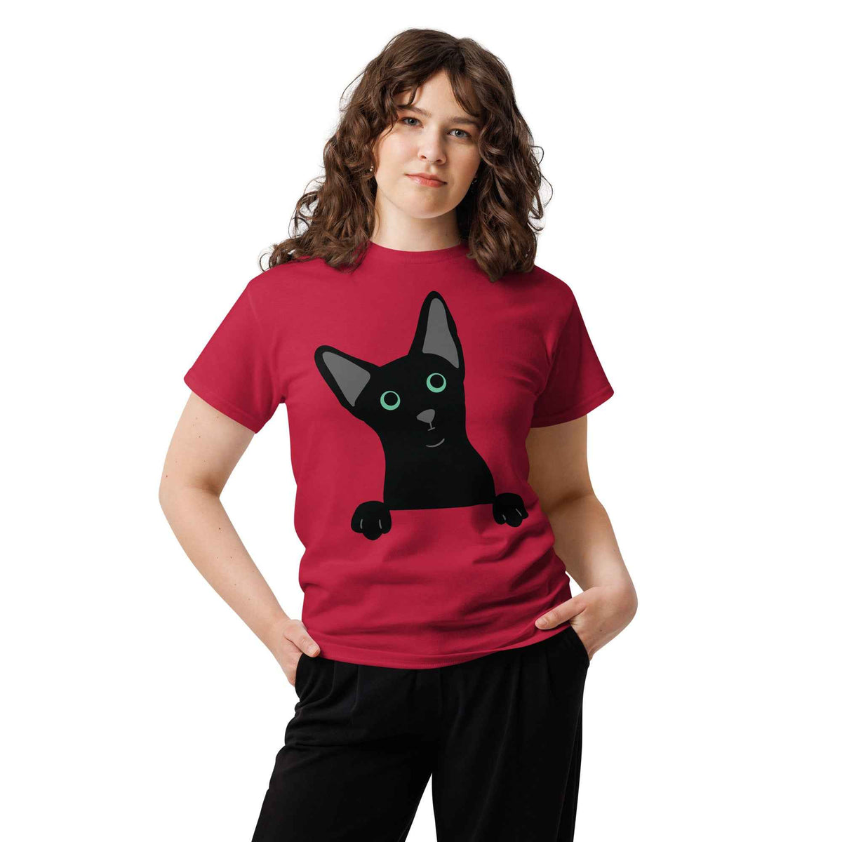 Peeking Black Cat Tee