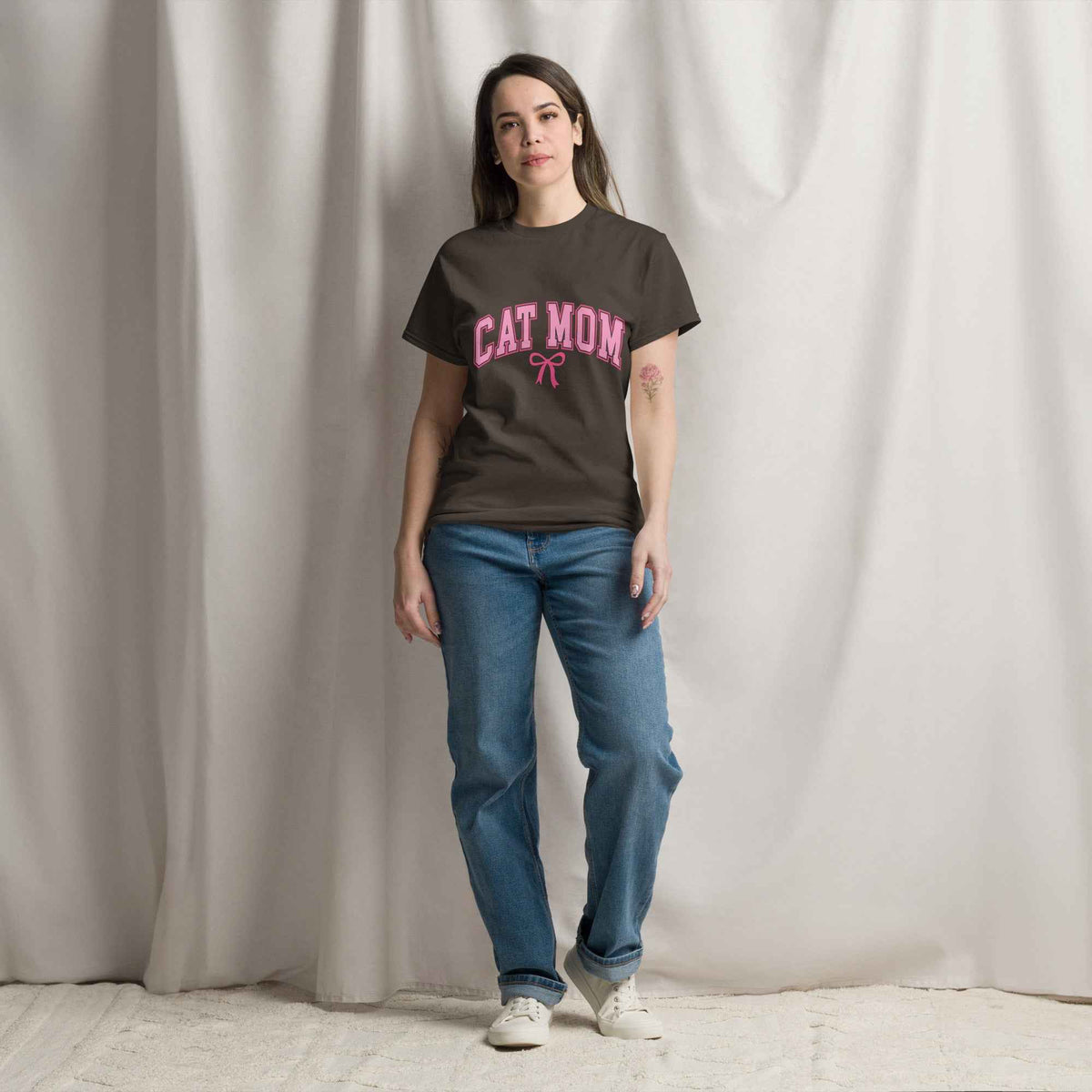 Cat Mom Varsity Bow Tee