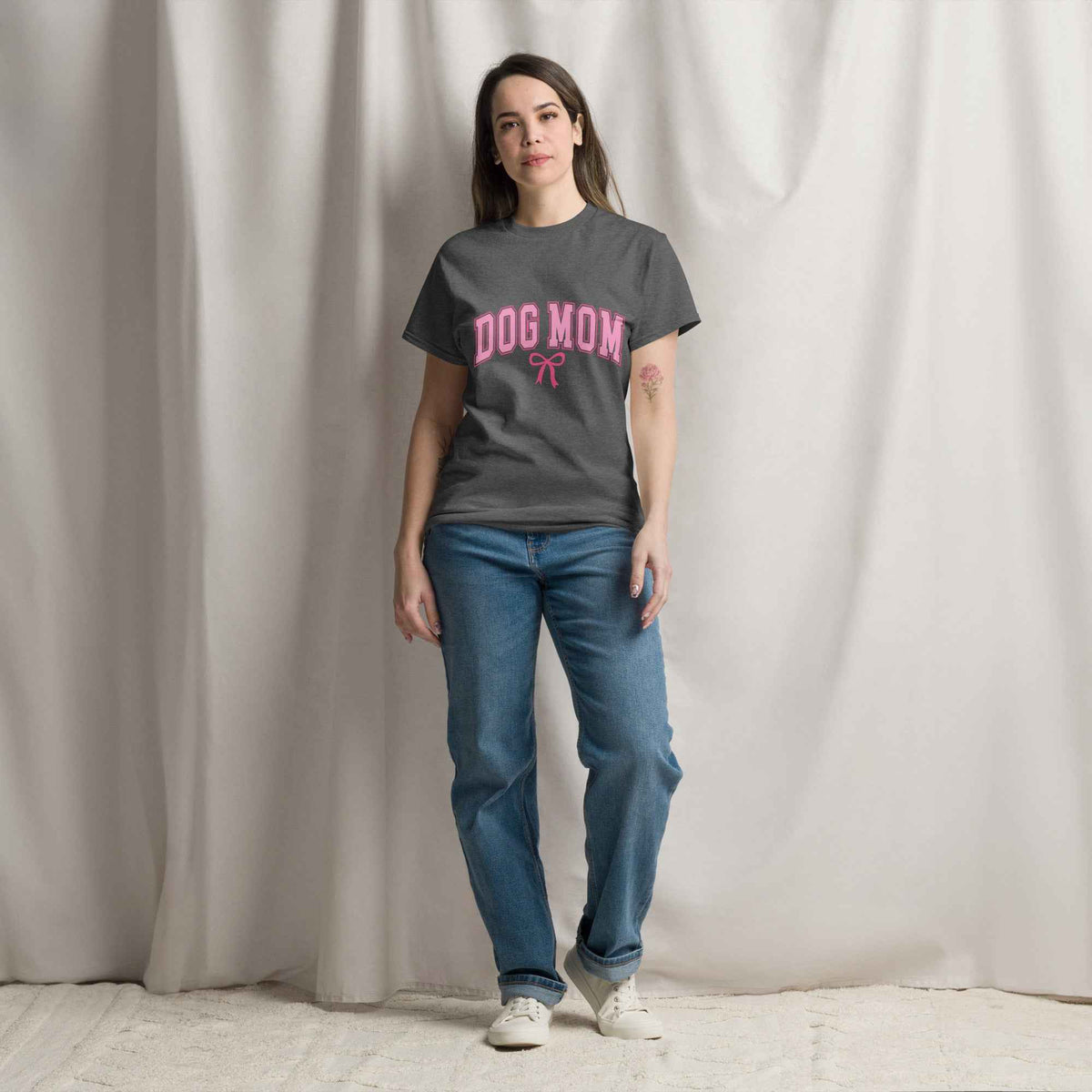 Dog Mom Varsity Bow Tee
