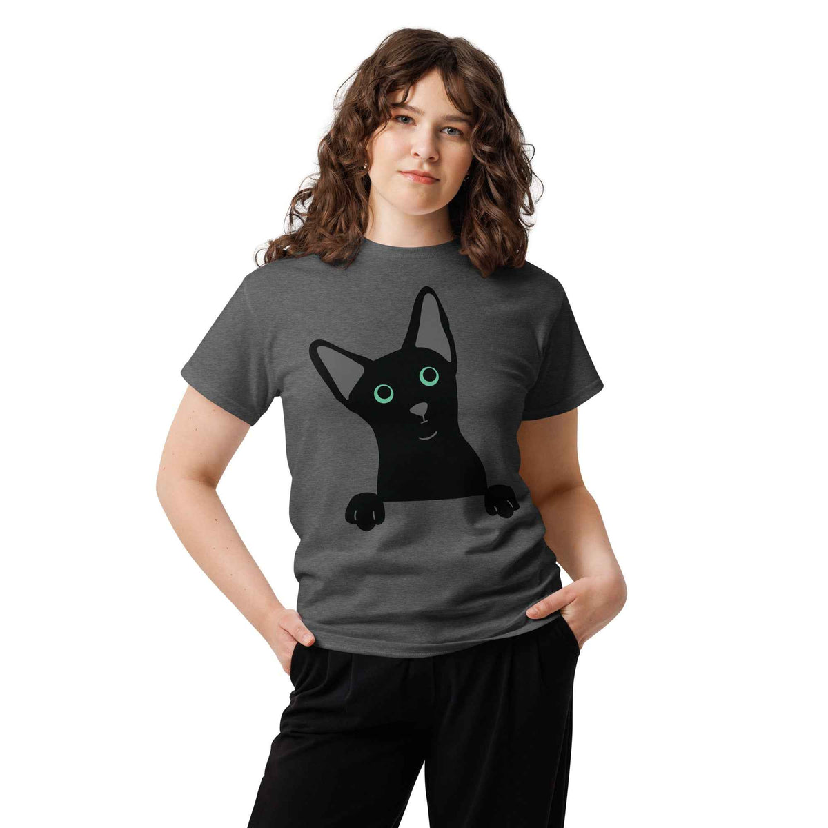 Peeking Black Cat Tee