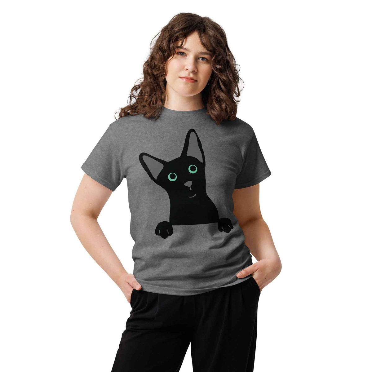 Peeking Black Cat Tee