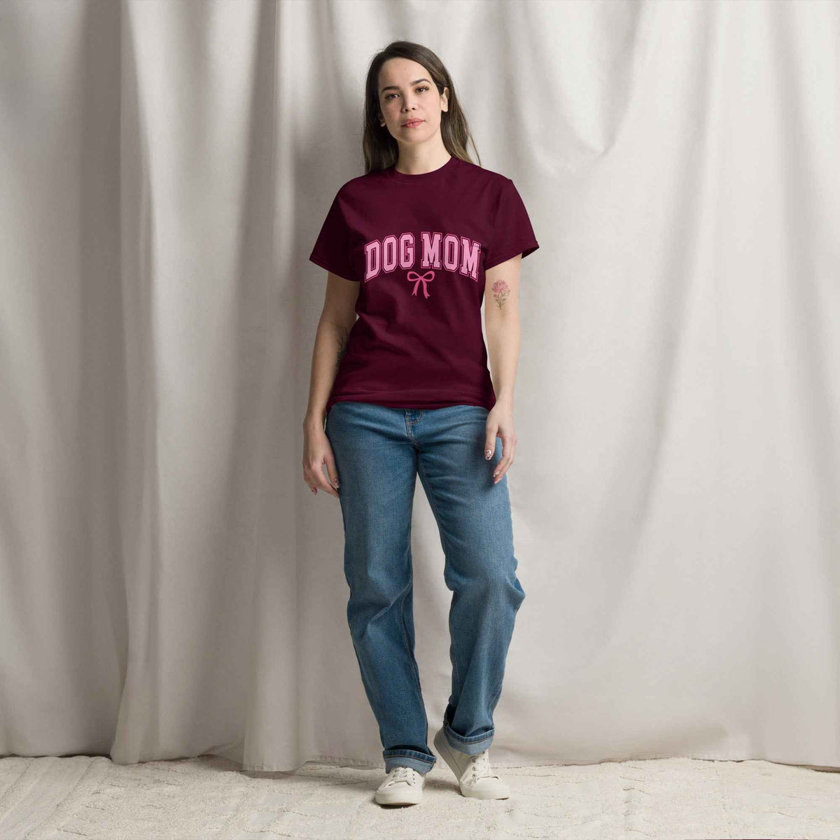 Dog Mom Varsity Bow Tee