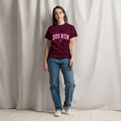 Dog Mom Varsity Bow Tee