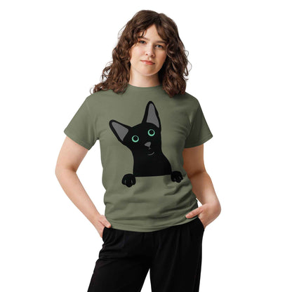 Peeking Black Cat Tee