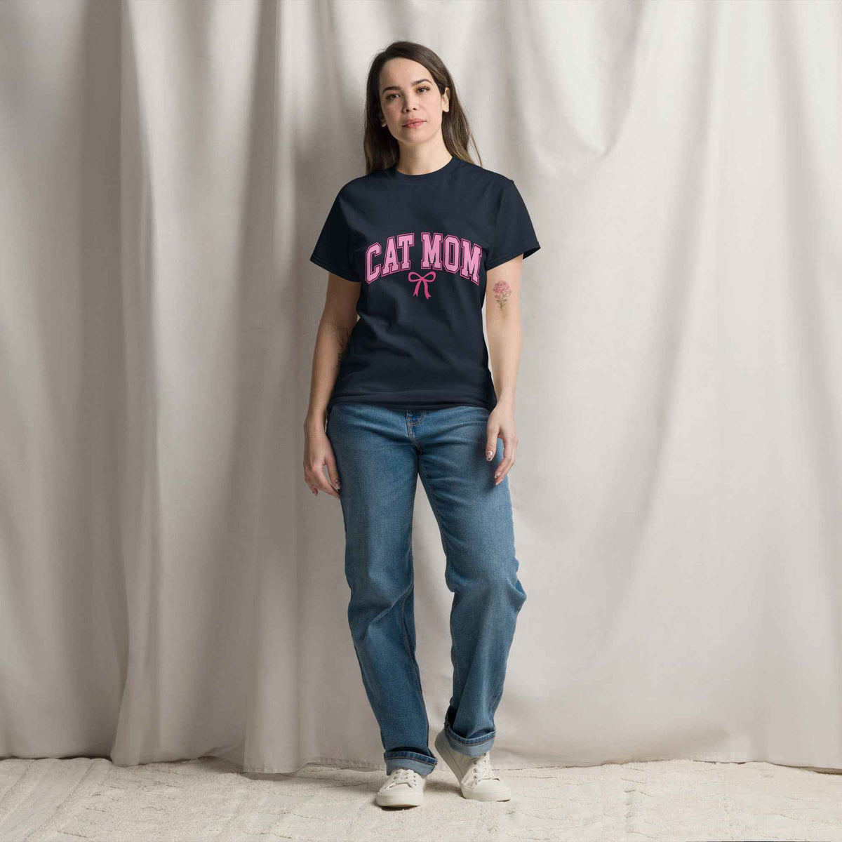 Cat Mom Varsity Bow Tee