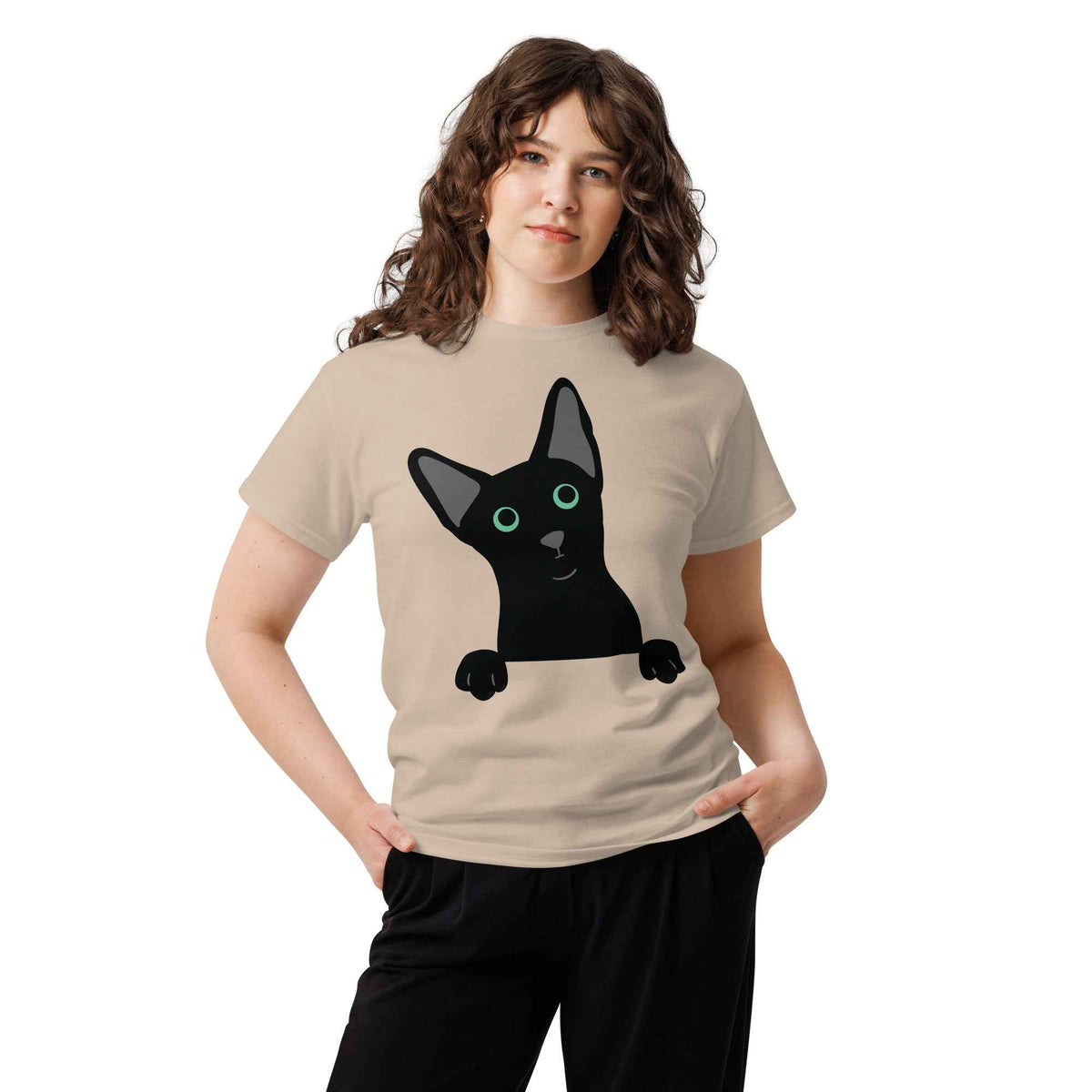 Peeking Black Cat Tee
