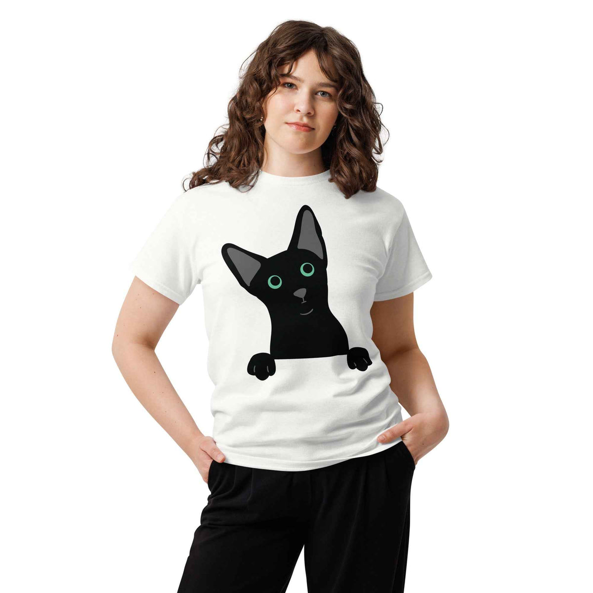Peeking Black Cat Tee