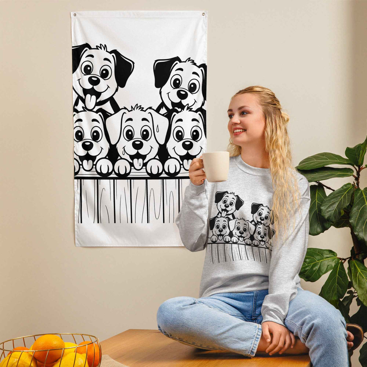 Five Puppies Over the Fence Sweatshirt