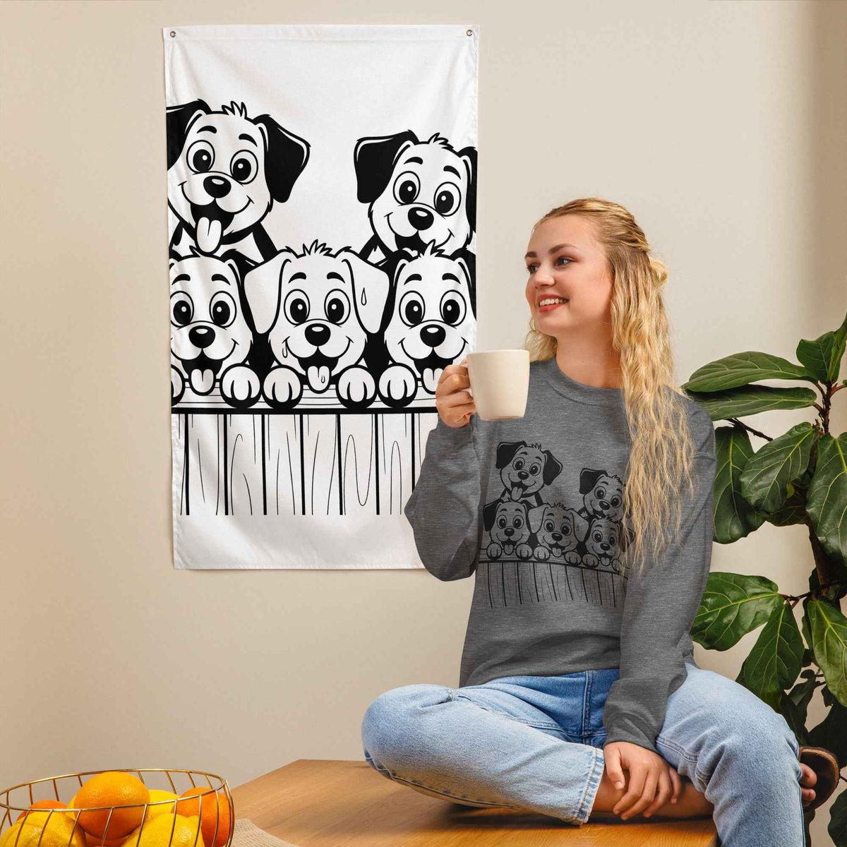 Five Puppies Over the Fence Sweatshirt
