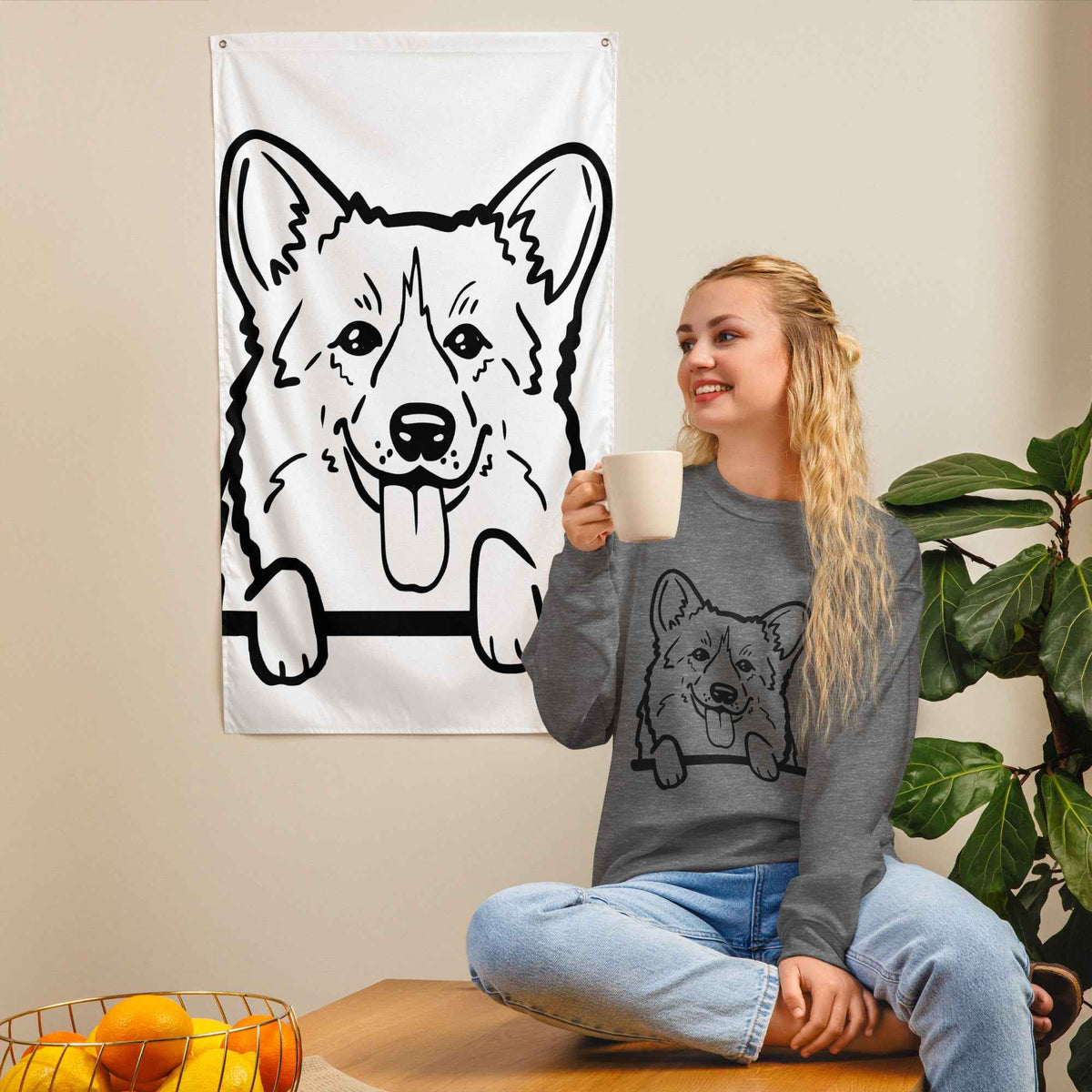 Peeking Corgi Sweatshirt