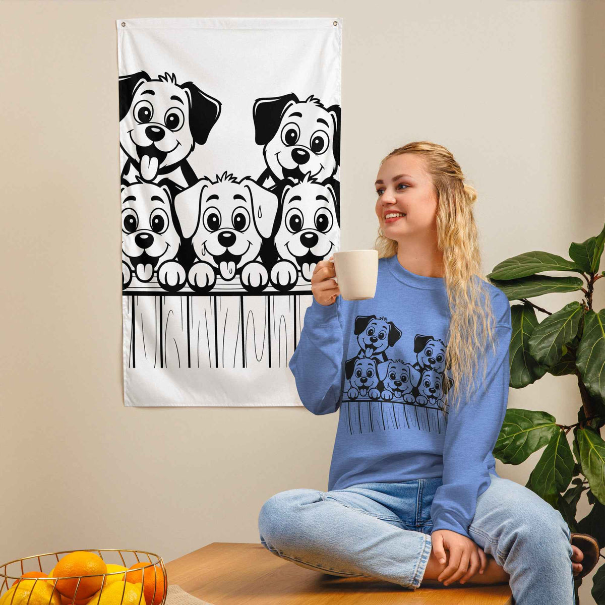 Five Puppies Over the Fence Sweatshirt
