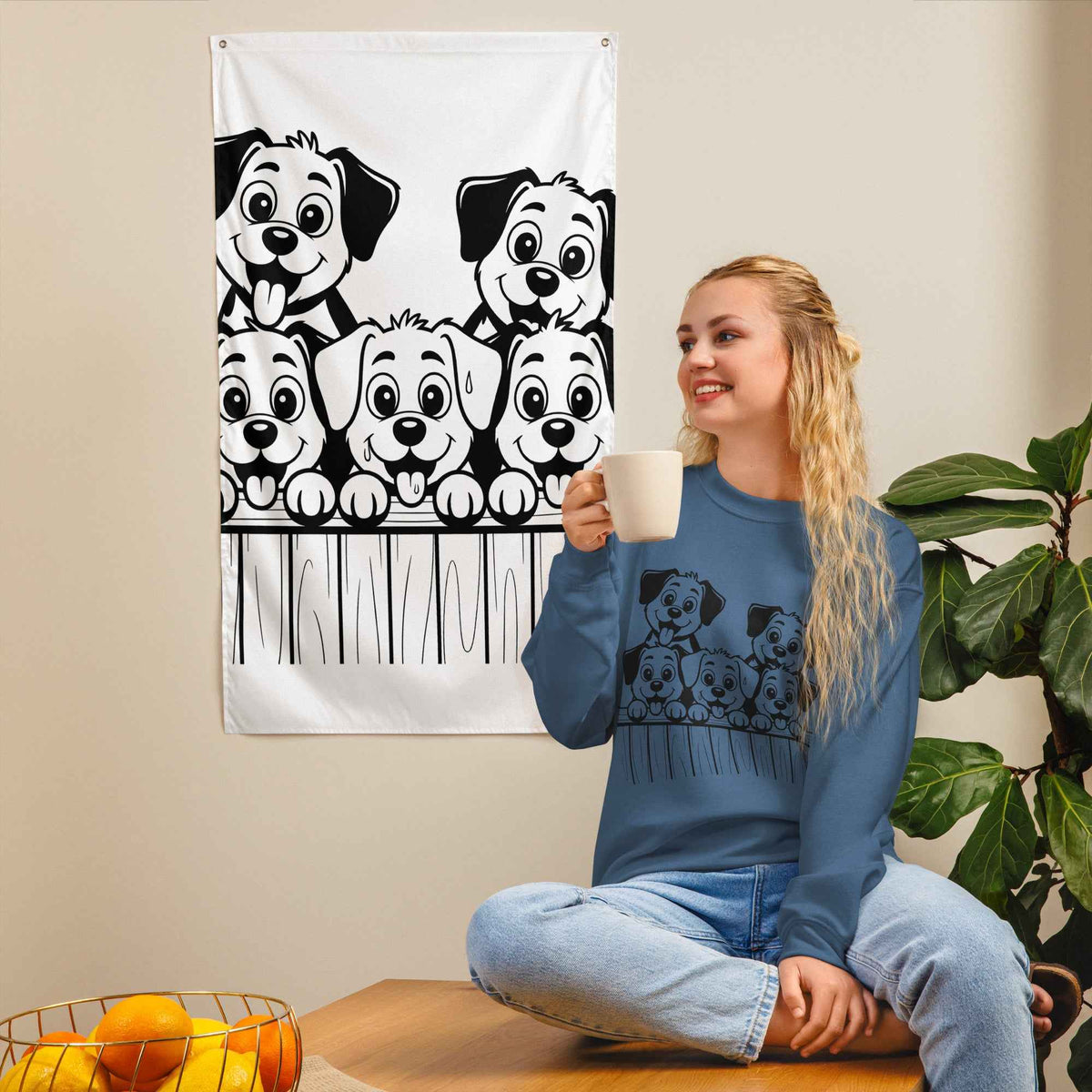 Five Puppies Over the Fence Sweatshirt