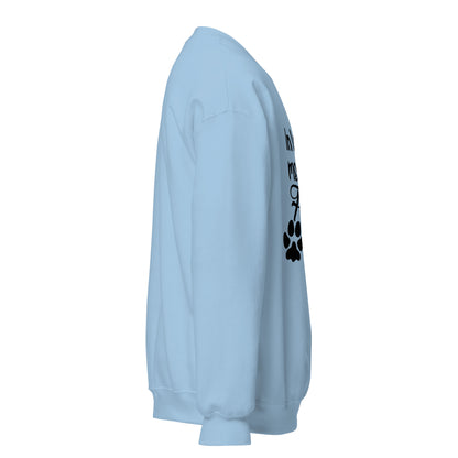 Side view of a sweatshirt in Light Blue with part of the memorial chest print visible