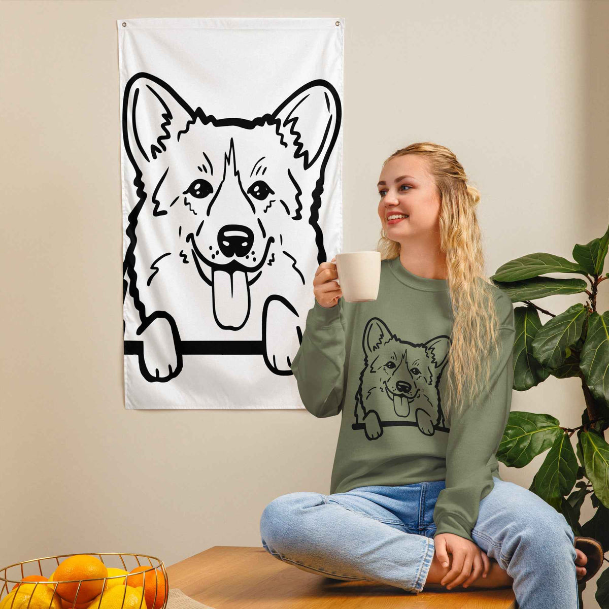 Peeking Corgi Sweatshirt