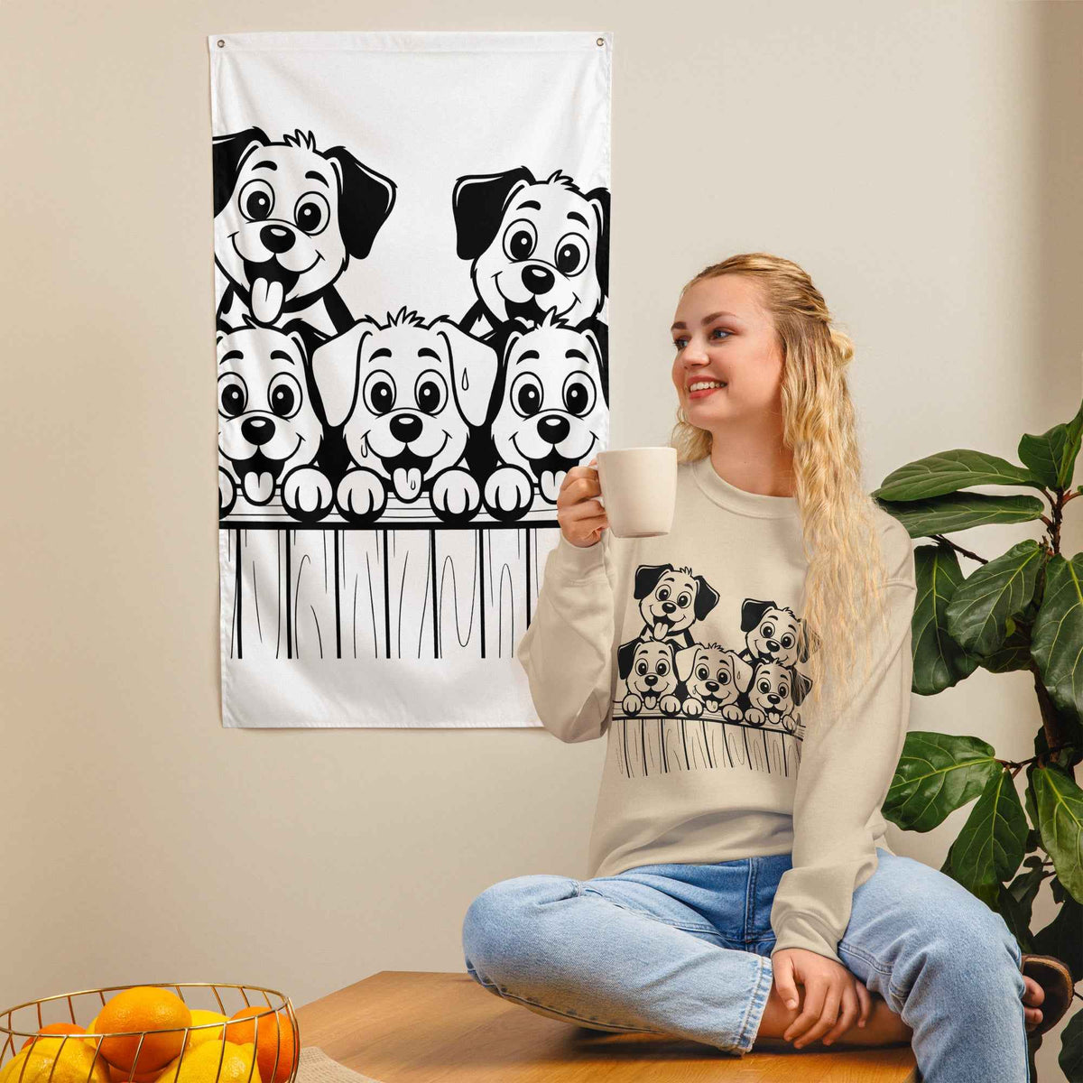 Five Puppies Over the Fence Sweatshirt