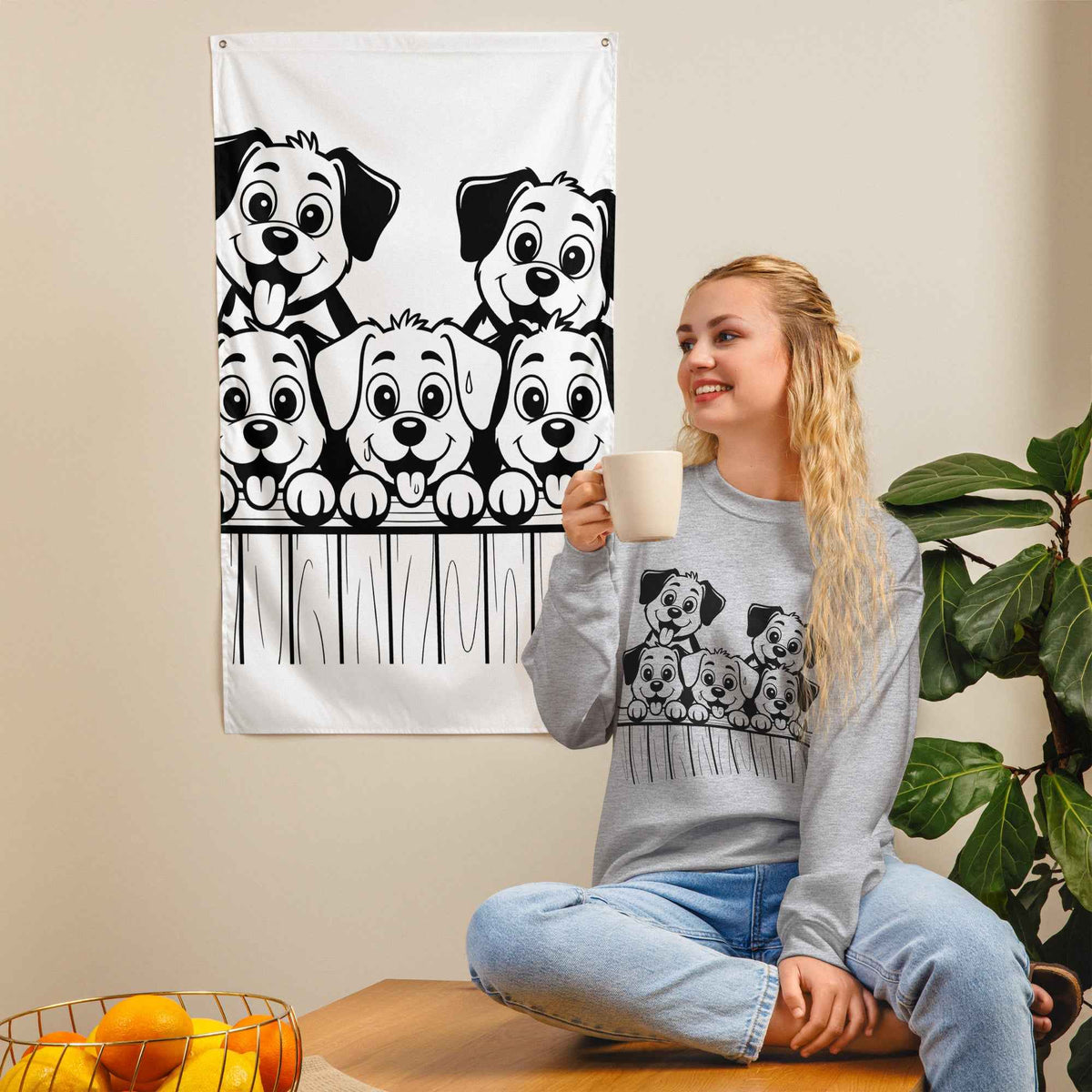 Five Puppies Over the Fence Sweatshirt