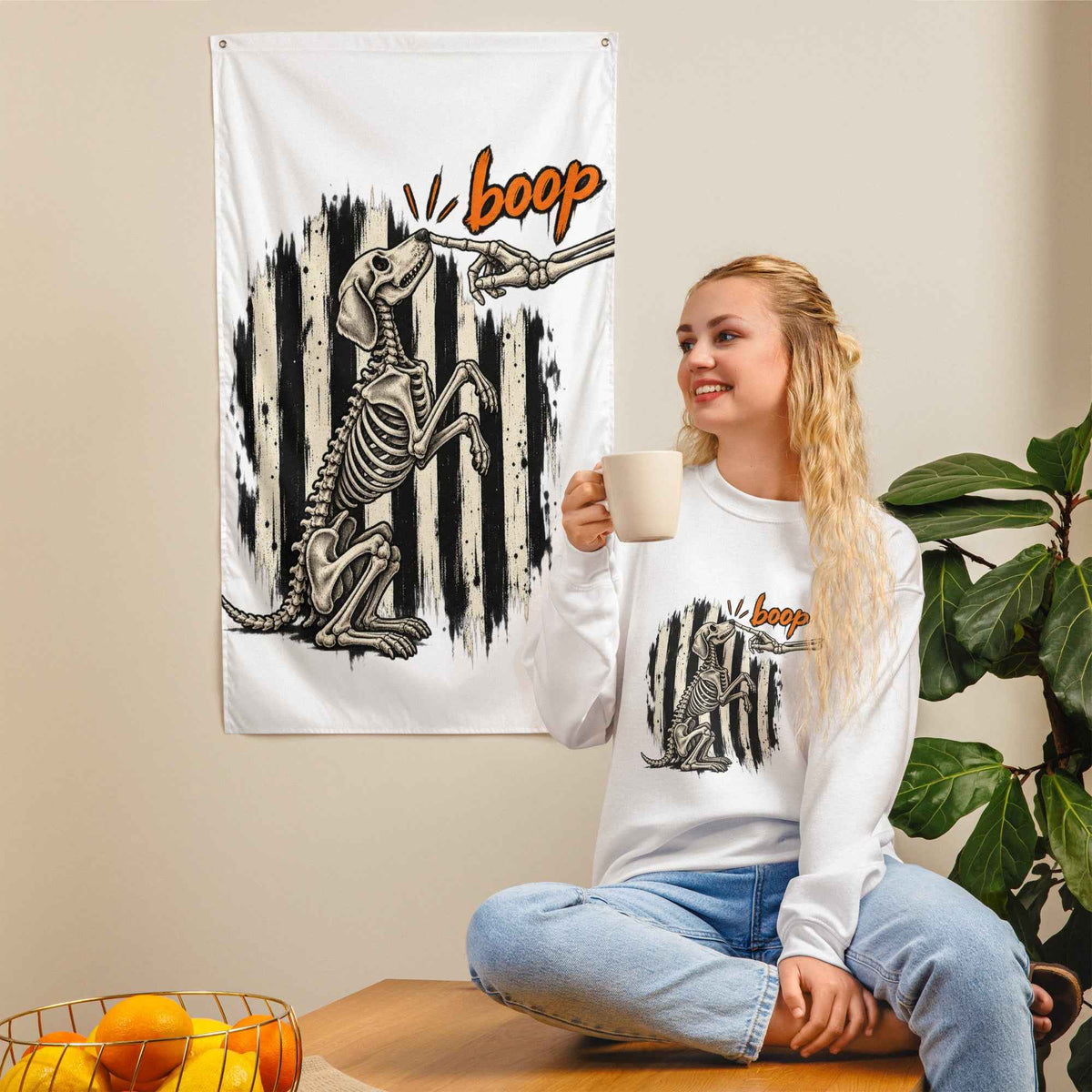 Skeleton Dog Boop Halloween Sweatshirt